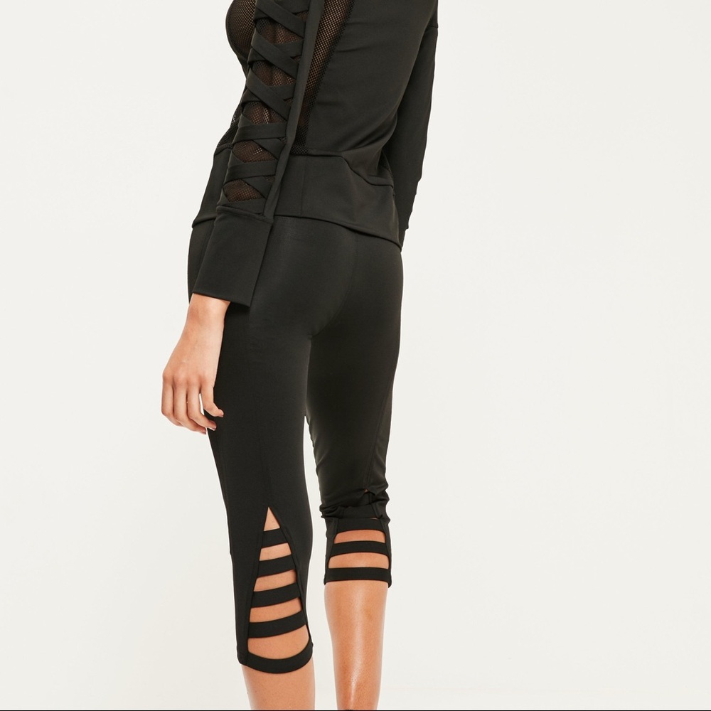 Missguided Active Black Bandage Cropped Leggings